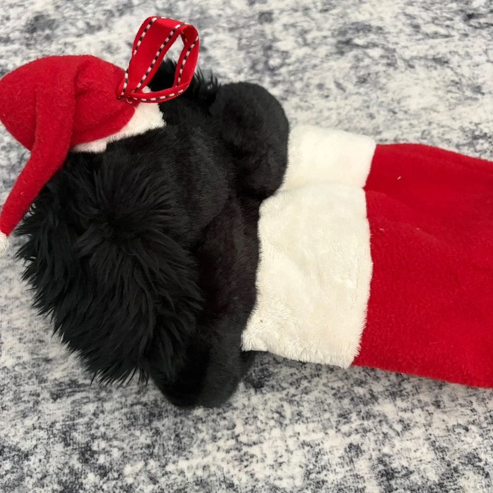 Russ Black Lab Puppy Dog 3D Plush Christmas Stocking Leopard Print Holiday Decor
